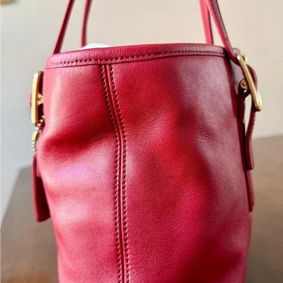 Vintage Coach Legacy Shopper Tote Glove Tanned Leather Red - Picture 6 of 16